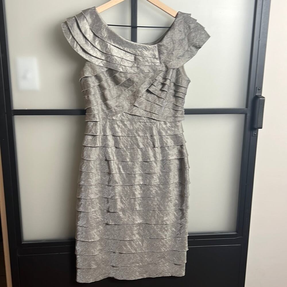 London Times Layered Metallic Dress Size 10